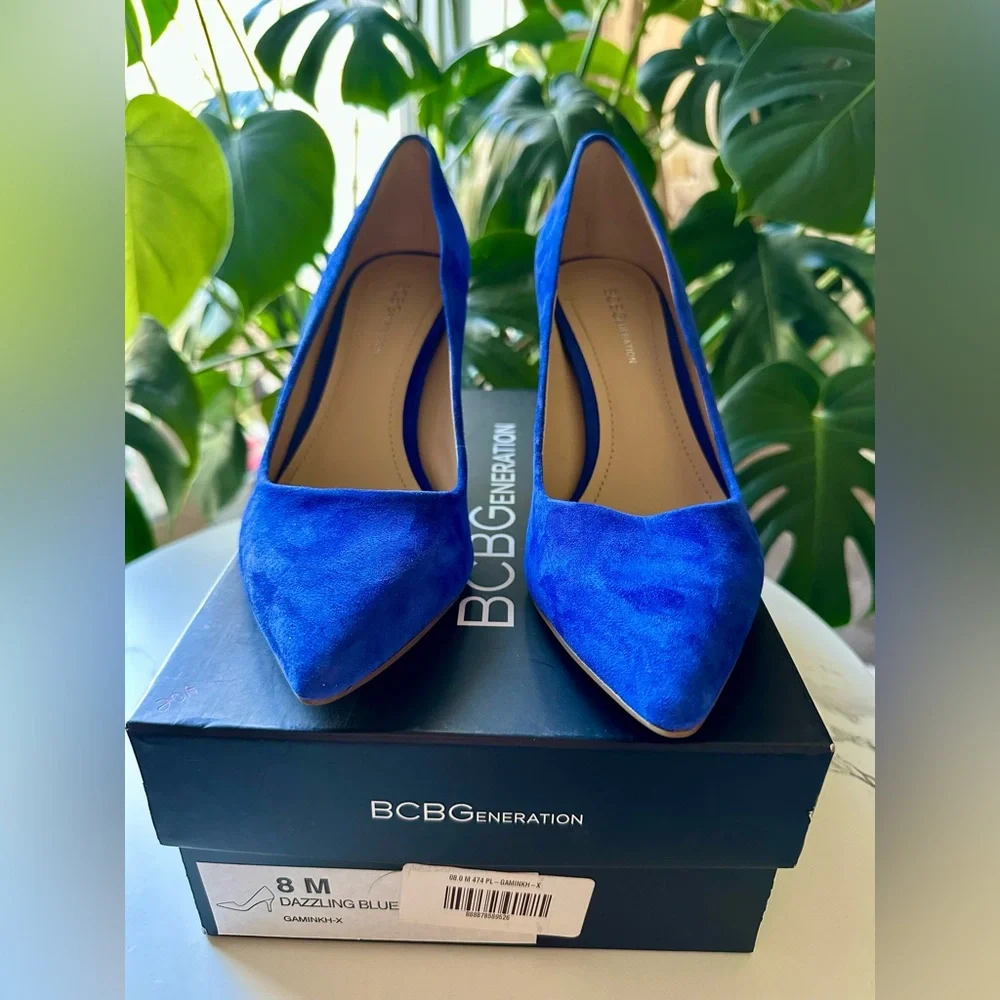 BCBG Gaminkha-x Blue Suede Heels - Picture 2 of 6